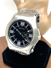 Gucci Men's Watch YA126201 G-Timeless Swiss Quartz Black Dial Silver Steel 44mm