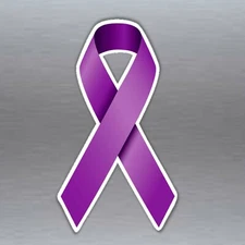 fibromyalgia awareness purple ribbon vinyl sticker 62 x 107 mm  - 4.2 x 2.5 inch