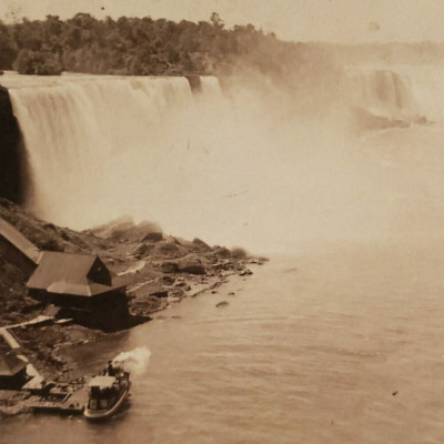 Niagara Falls River Steamer Stereoview c1903 Maid Mist Stairs Incline Rail D546