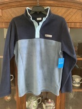NEU MIT ETIKETT COLUMBIA STEENS MOUNTAIN FLEECEJACKE MIT HALBEM DRUCKKNOPF BLAU/MARINEBLAU GRÖSSE M