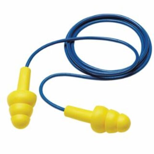 E-A-R Ultrafit Reusable Earplugs – Yellow Polymer, Corded, Noise Reduction,Boxed