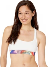 NWT Calvin Klein Women's Reimagined Heritage Pride Unlined Bralette White NEW