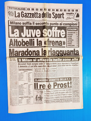 Gazzetta Dello Sport Du 27 Octobre 1986 - Scudetto Napoli, Maradona, Prost