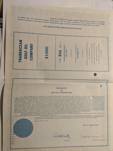 Transocean Gulf Oil Company Note 1970 - Picture 2 of 2