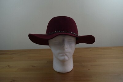BCBGeneration Burgundy 100% Wool Wide-Brim Hat BCBGeneration wool fedora hat | eBay main image 3