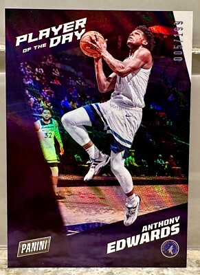 JERSEY NUMBER! 2021-22 Panini Player of the Day Anthony Edwards 5/199! WOLVES!