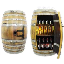 Wine Barrel Bar Cabinet With Storage (Pub Table -Barrel Bar -Whiskey Barrel Bar)