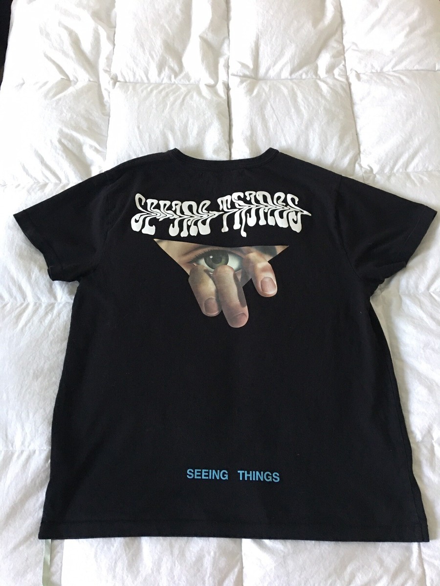 OFF WHITE C/O VIRGIL ABLOH MAIN LABEL SEEING THINGS EYES BLAC TEE
