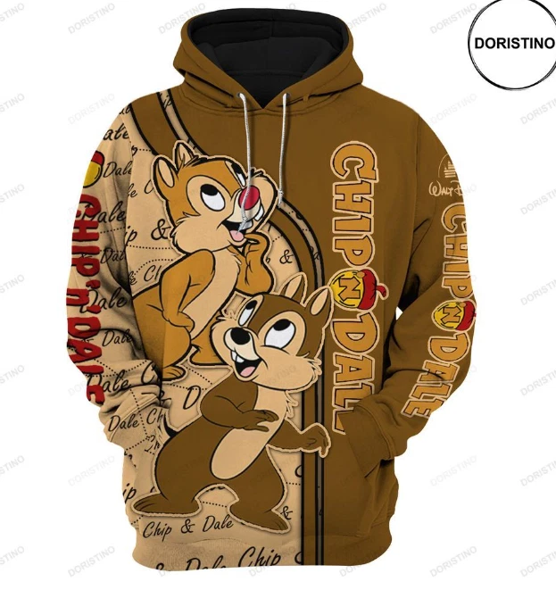 Chip and Dale 3D Cartoon Graphic Hoodie