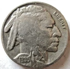 1935-S BUFFALO, BOLD DATE, PARTIAL HORN, NEAR FULL RIMS, VG+, CIRCULATED