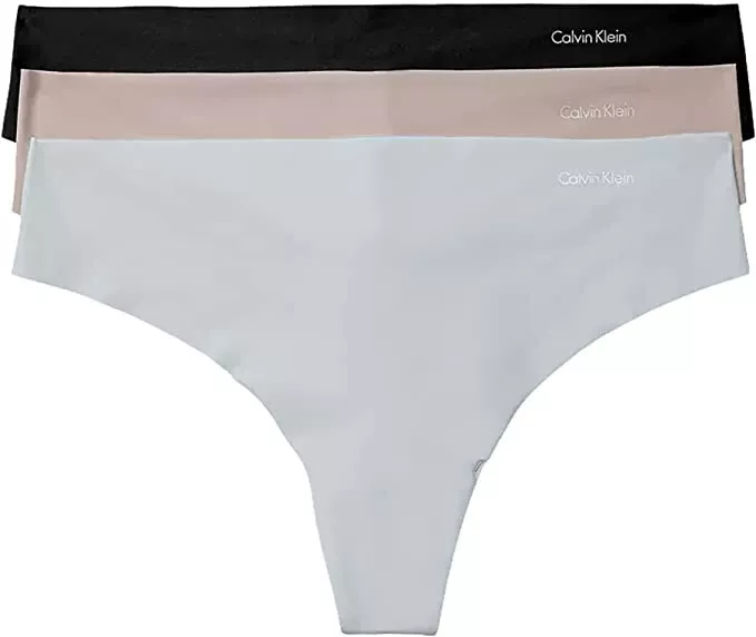 Calvin Klein Women’s Invisibles Seamless Thong Panties, Multipack ,XL