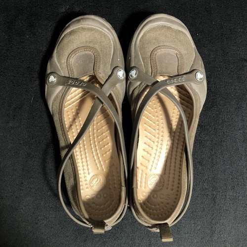 CROCS Womens Brown Celeste Slip On Mary Jane Rubber Waterproof 8 W Flats - Picture 4 of 6
