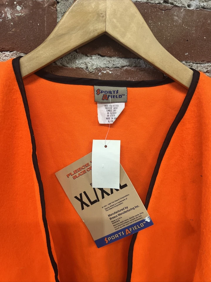 Vintage Sports Afield Orange Safety Vest Lightweight Poly Made in USA Hunting - Image 2 of 3