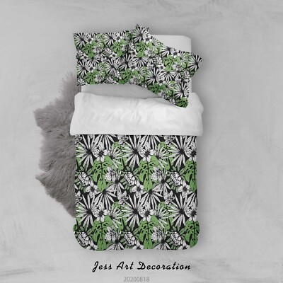 3D Flower Leaf Flora Pattern Quilt Cover Set Bedding Sets Pillowcases Queen