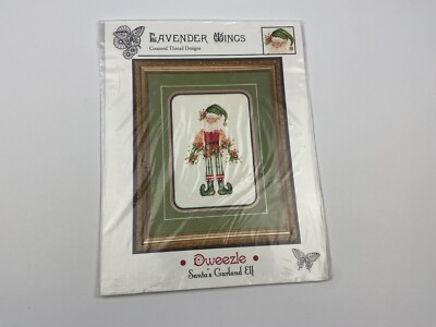 Lavender Wings Dweezle Santa s Garland Elf Cross Stitch Pattern With Bead Pack