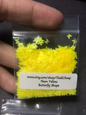 50g Solvent Resistant BUTTERFLY SHAPE Glitter NEON YELLOW ART Nail Craft