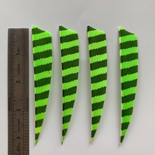 50PCS 4inch Striped Fluorescent Green Shield Fletches Feathers Fletching RW LW