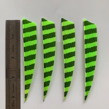 50PCS 4inch Striped Fluorescent Green Shield Fletches Feathers Fletching RW LW