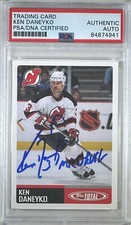 Ken Daneyko  auto insc 2003 #220 Topps card PSA Encapsulated New Jersey Devils