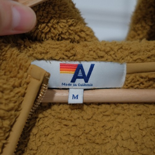 Aviator Nation TEDDY UNISEX HOODED HALF ZIP COLOR BLOCK JACKET - HONEY Size M - Picture 4 of 10