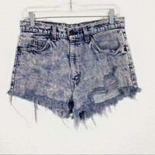 Vintage Levi s Acid Wash Distressed Denim High Waisted Shorts Size 10
