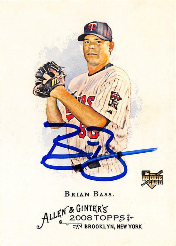 Brian Bass autographed baseball card Twins 2008 Topps Allen