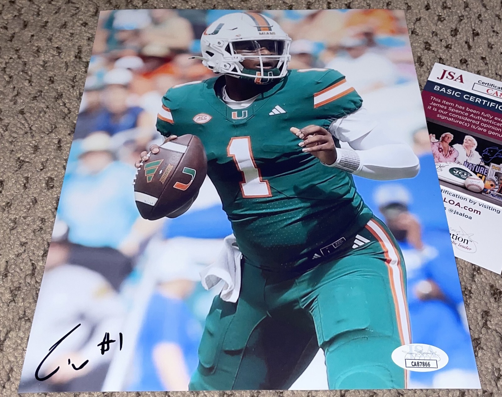 CAM WARD Autographed Signed Miami Hurricanes 8X10 PHOTO JSA MIAMI FOOTBALL HURRICANES CANES THE U 