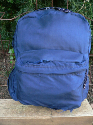 VTG 90s JANSPORT BACKPACK BREAK LOOSE DAY PACK CORDURA CANVAS DARK BLUE DISTRESS