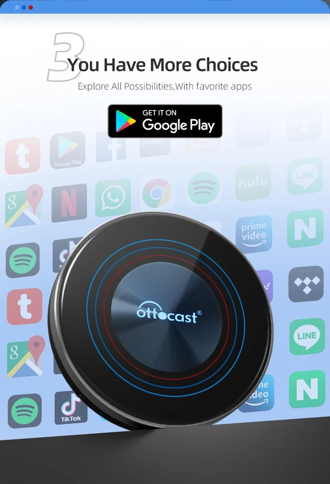 OTTOCAST AIBOX i3 For BMW Wireless Carplay & Android Auto Adapter w/YT+Netflix - Bild 4 von 4