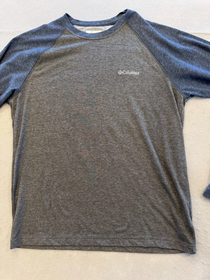 Columbia T Shirt Mens Medium Raglan Gray Heather Outdoor Hiking Casual Tee - Image 3 of 4
