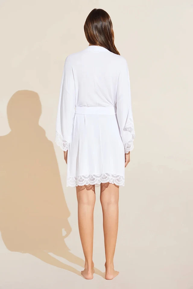 Excelente Usado Eberjey Mariana Tencel Modal Roupão Branco Pequeno - Imagem 3 de 4