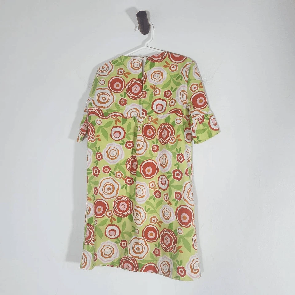 Kelly's Kids 绿色和橙色花卉印花连衣裙 6/7 码学院风连衣裙 — 第 4/4 张图片