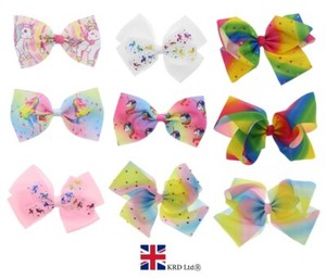 9 Hair Bows Baby Girls Kids Ribbon Bow Alligator Hair Clip Bow