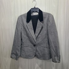 Personal Size 10 Womens Blazer Made In USA Black White Career Old Money Church
