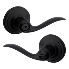 Tustin Matte Black Privacy Bed/Bath Door Handle with Microban Antimicrobial Tech