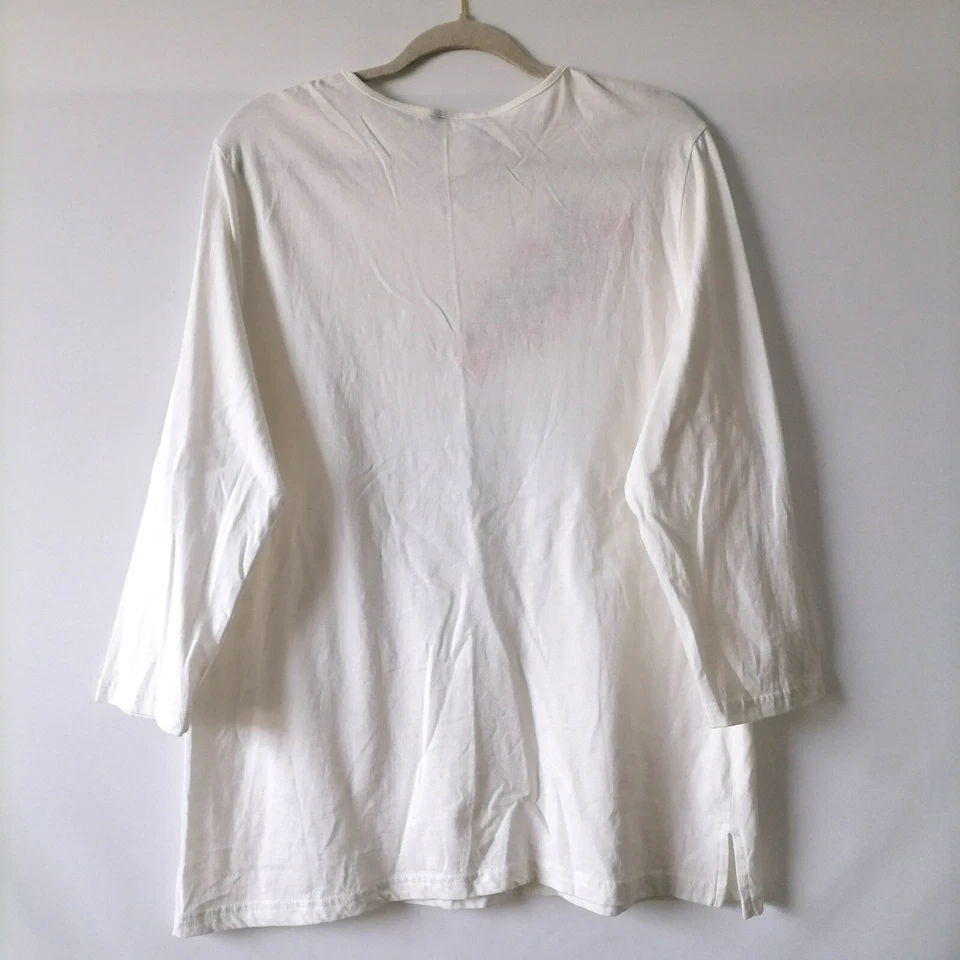 Camiseta Metropolitan Feminina Branca Gola Redonda Manga 3/4 Bordada Tamanho X-Grande - Imagem 2 de 4