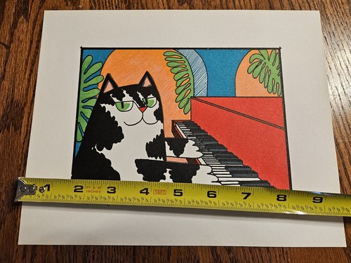 SELTENE Teresa T Farr Serigraph ""Play It Again Sam"" 1994 signierte & nummerierte Katzenkunst - Bild 4 von 5