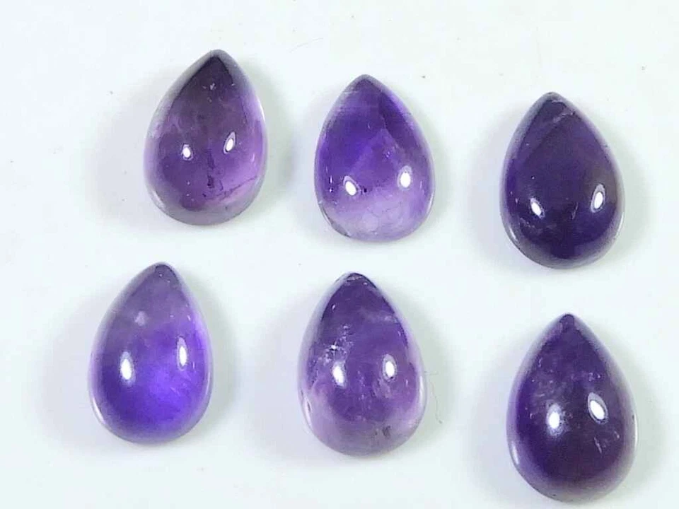 10X16, 11X15, 12X16, 12X18 MM Natural Amethyst Pear Cabochon Loose Gemstone Lot - Image 2 of 4