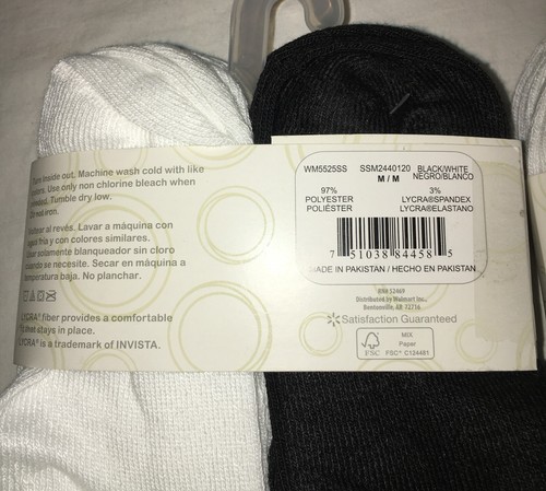 Kids Wonder Nation No Show Socks Size 10.5-4 Black White New 20 Pair - Picture 3 of 3