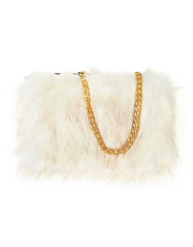 Ladies New Designer Fluffy Feather Clutch Faux Fur Bag Purse Chain Runway - Picture 7 of 22