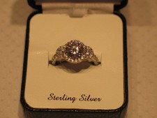 Sterling Silver 8mm Round CZ Cubic Zirconia Halo Ring Engagement Ring Size 7 1/4