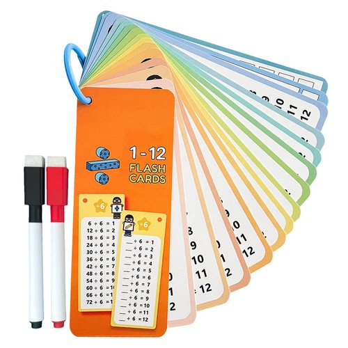 15X Multiplication Flash Cards, Large Math Flash Cards with 4 Dry Erase Markers - Picture 3 of 16