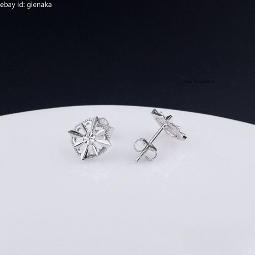 Pure Solid Platinum PT950 Men Women Girls Lucky Full Star Stud Earrings 2.3-2.5g - Picture 3 of 3