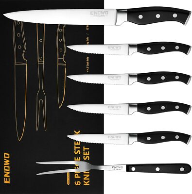 Steak Knife Set,Serrated Steak Knife Meat Fork Made from German Stainless Steel