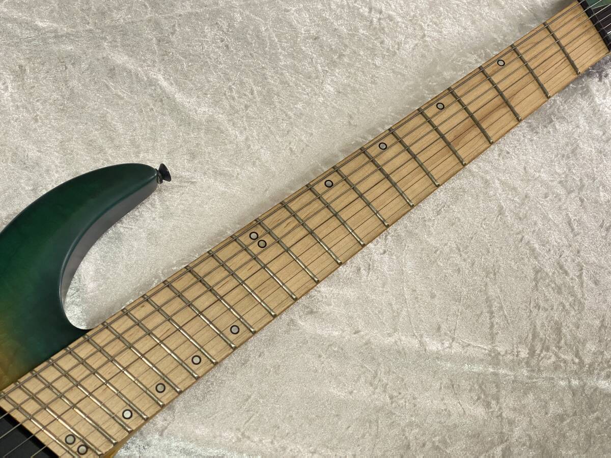 Electric Guitar GfC GNRF7-300 Quilted Top Green Burst Good