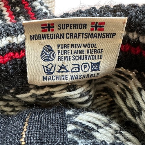 Dale of Norway Black, Red & White Nordic Wool Full Zip Unisex Cardigan Size 6 - Picture 6 of 8