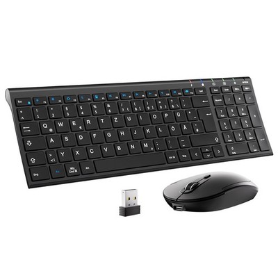 QWERTZ Aluminium 2.4G Kabellose Tastatur und Maus für Computer, Computer...