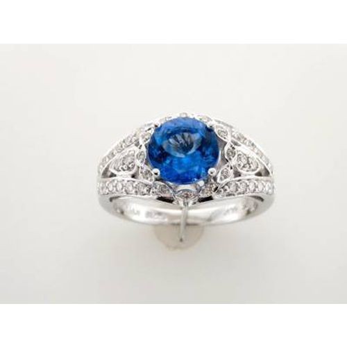 LeVian 14K White Gold Blue Tanzanite And Diamond Cocktail Ring Size 7