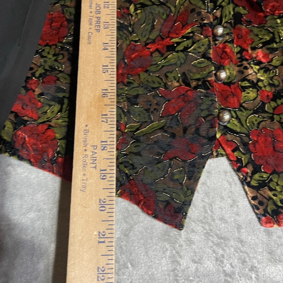 Top vintage RK Evenings para mujer pequeño grande negro terciopelo floral gótico bruja vampiro Foto 3 de 4