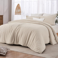 Cotton Muslin Comforter Set King, Ultra Soft Breathable, 01-Natural 100 Cotto